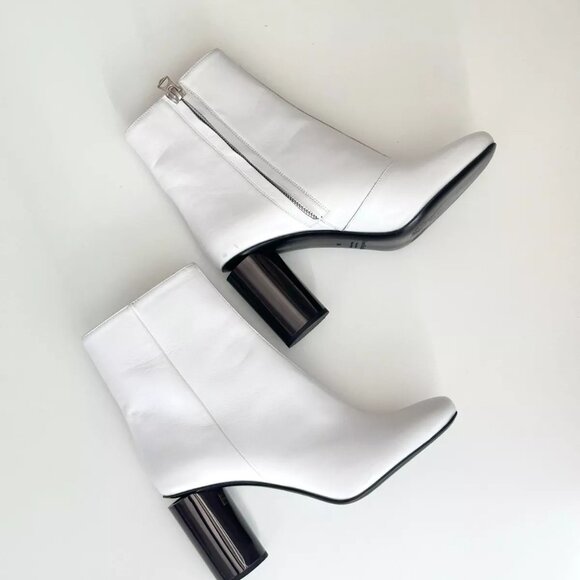 ACNE STUDIOS White Leather Cutout Heel Ankle Boots Size 38 - Picture 4 of 10